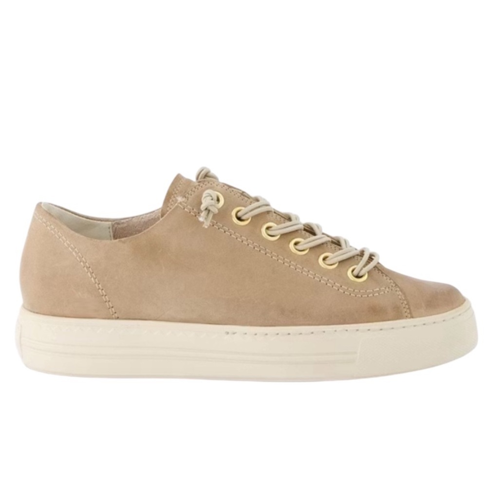 Platform Sneaker
Color: Beige Nubuk Leather
Never Worn, In Box